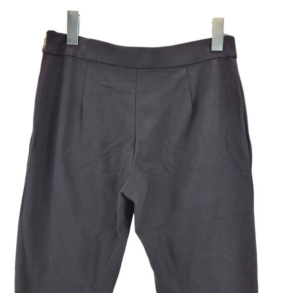 Kate Spade Women's Stretch Cropped Black Dress Pants Size 4 Gold Logo Zipper - Picture 6 of 10